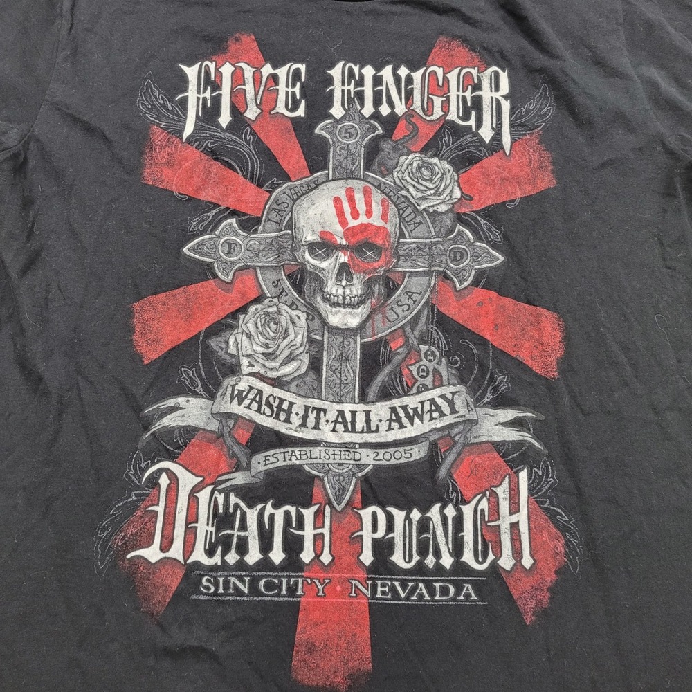 Five Finger Death Punch Shirt Mens XL Black Wash It All Away Skull Band Tee - Picture 3 of 14
